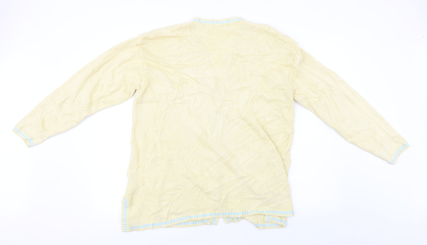 Preworn  Womens Yellow Houndstooth  Cardigan Jumper Size L
