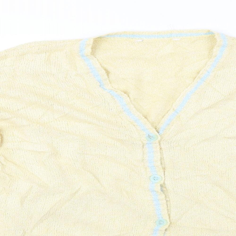 Preworn  Womens Yellow Houndstooth  Cardigan Jumper Size L