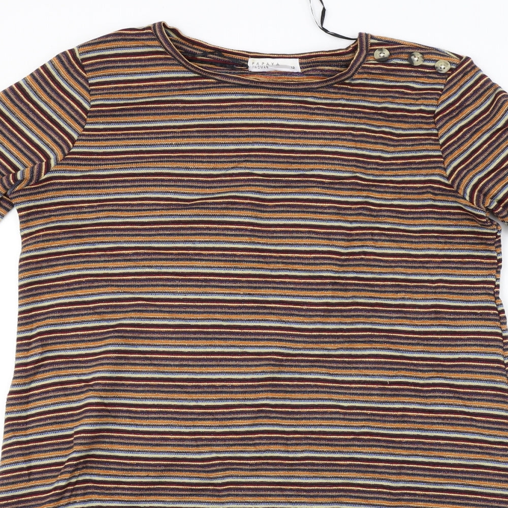 Papaya  Womens Brown Striped  A-Line  Size 12