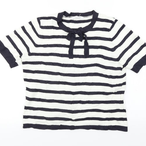 Marks and Spencer  Womens White Striped  Basic T-Shirt Size 12