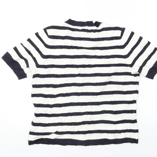 Marks and Spencer  Womens White Striped  Basic T-Shirt Size 12