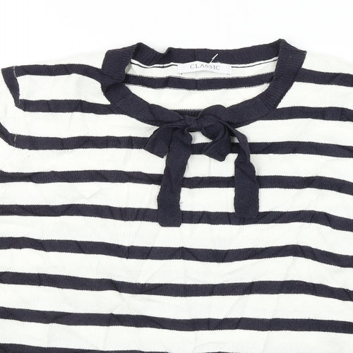Marks and Spencer  Womens White Striped  Basic T-Shirt Size 12