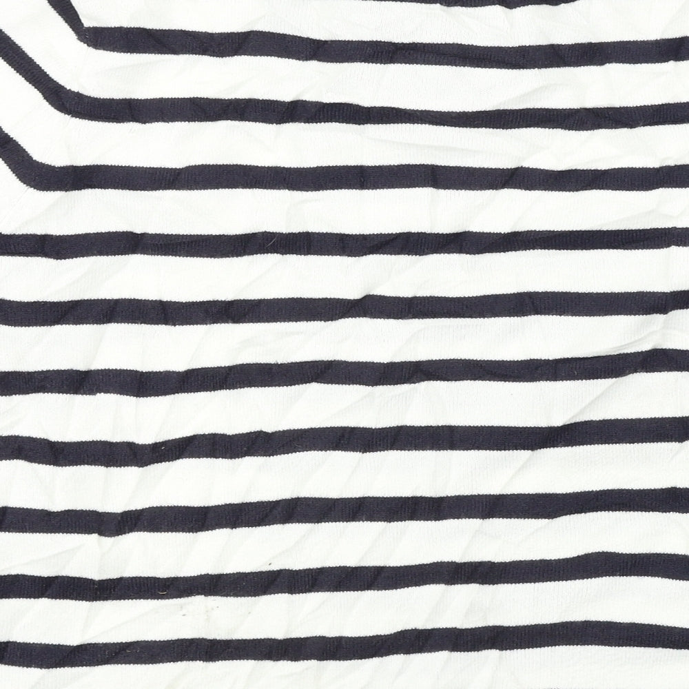 Marks and Spencer  Womens White Striped  Basic T-Shirt Size 12