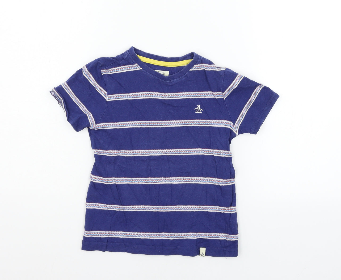 Original Penguin Girls Blue Striped  Basic T-Shirt Size 5-6 Years