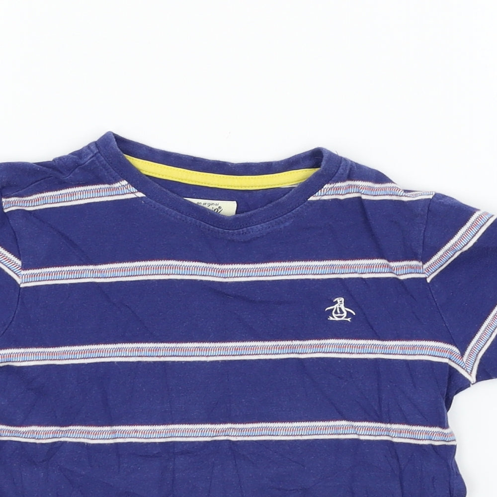 Original Penguin Girls Blue Striped  Basic T-Shirt Size 5-6 Years