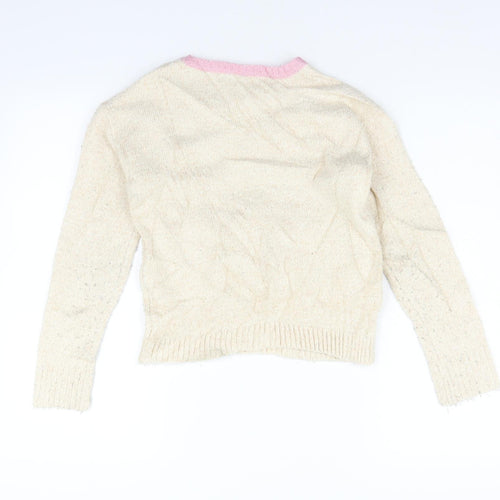 Marks and Spencer Girls Beige   Pullover Jumper Size 10-11 Years  - sequin