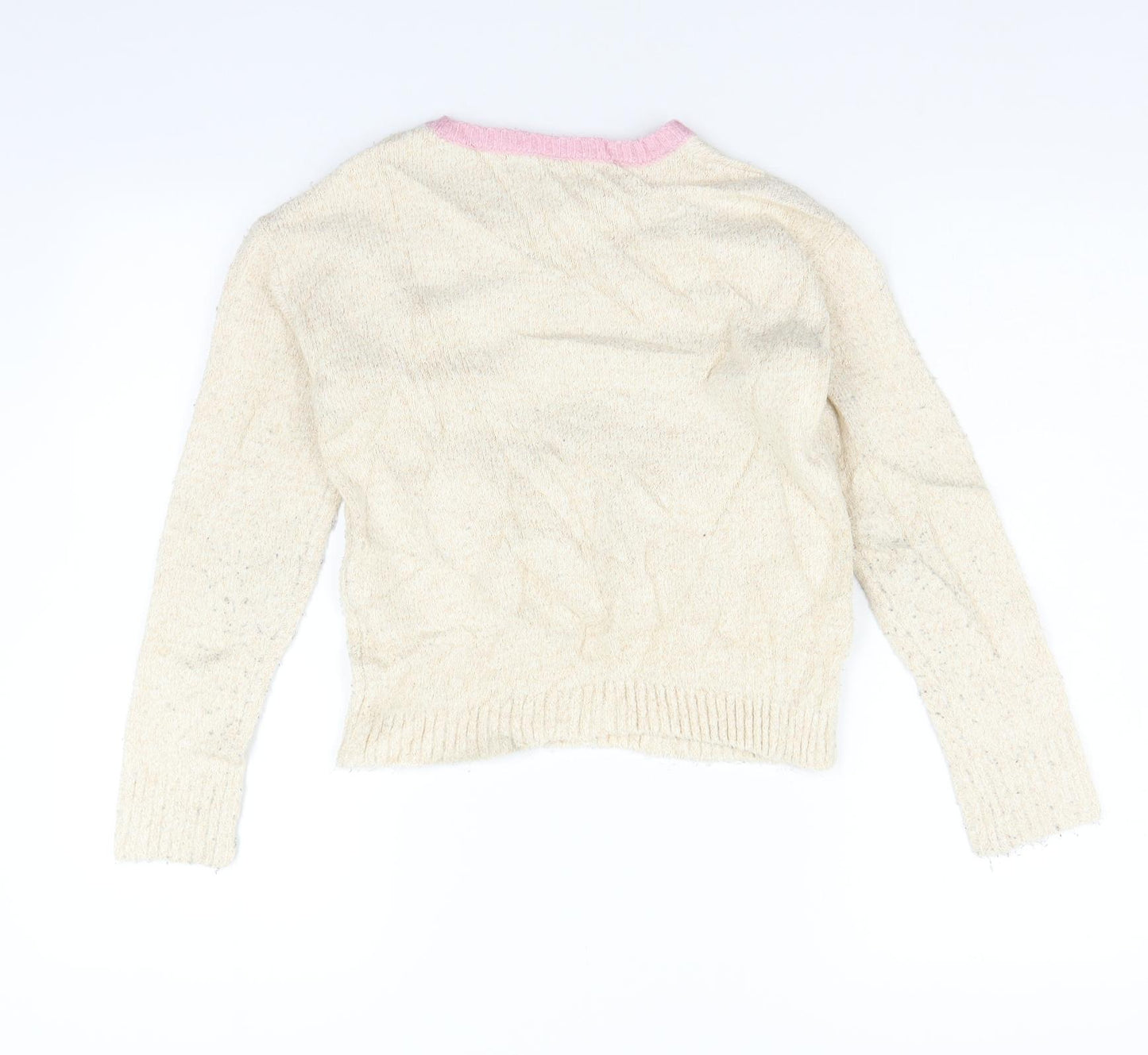 Marks and Spencer Girls Beige   Pullover Jumper Size 10-11 Years  - sequin