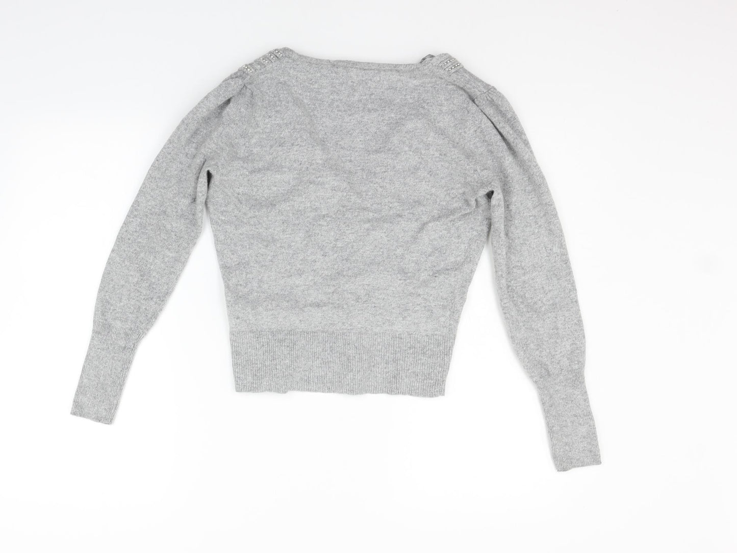 Monsoon Womens Grey Houndstooth  Cardigan Jumper Size 10