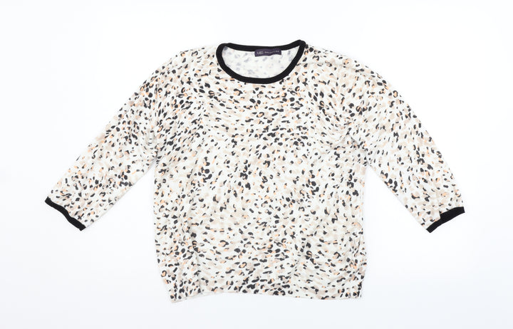 Marks and Spencer Womens Beige Animal Print  Pullover Jumper Size 18