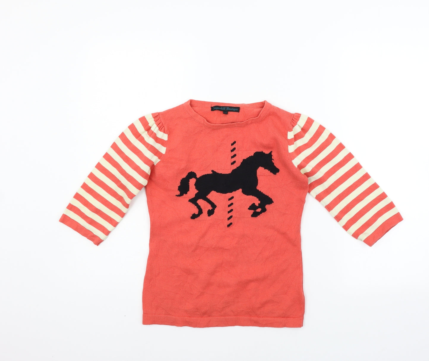 Sugarhill Boutique Womens Beige Striped  Pullover Jumper Size XS