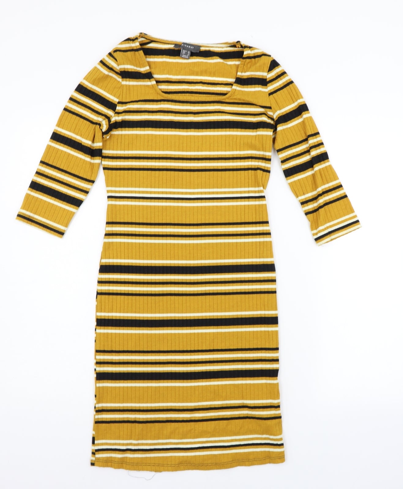 Primark Womens Yellow Striped  Fit & Flare  Size 10