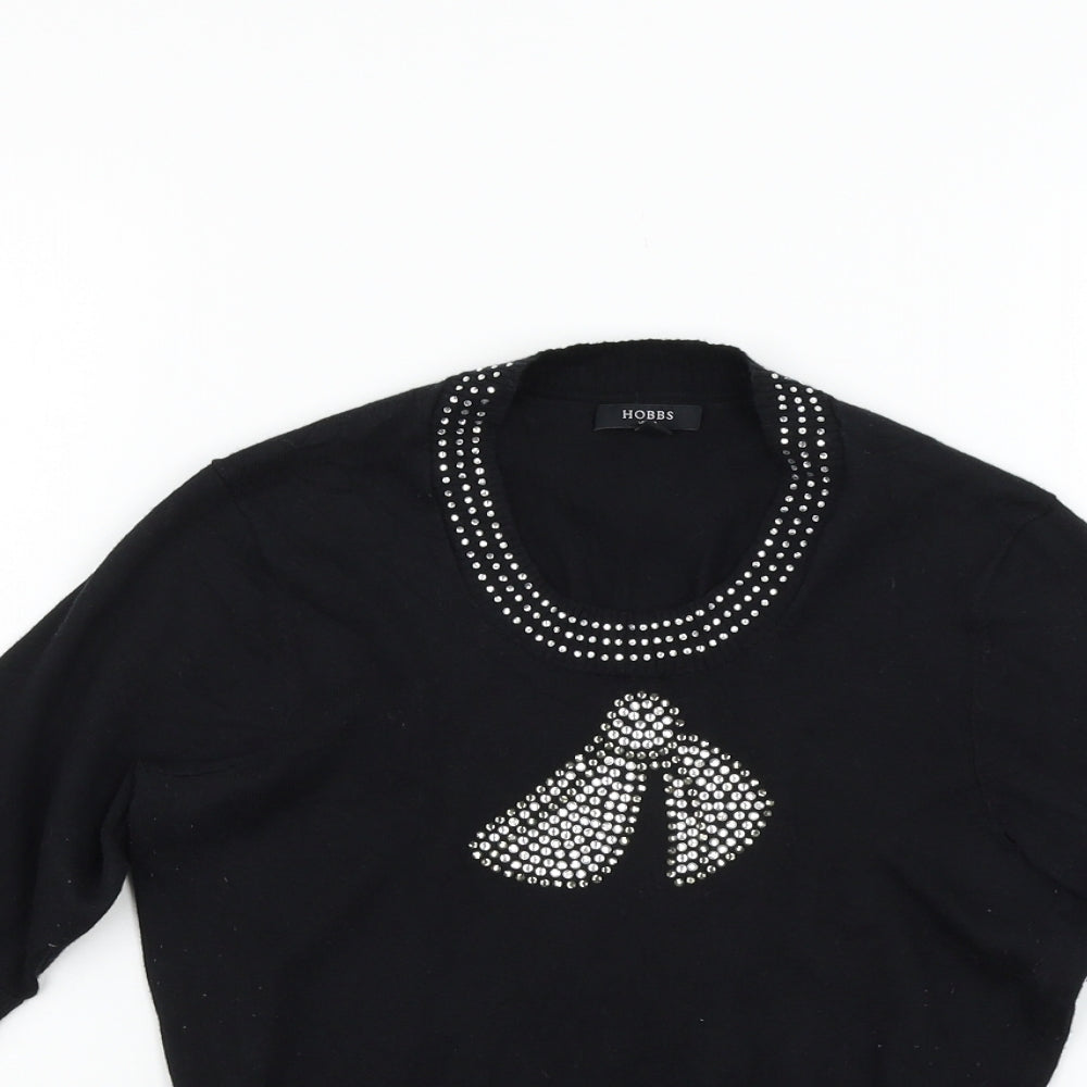 Hobbs Womens Black   Pullover Jumper Size 10  - details on chest