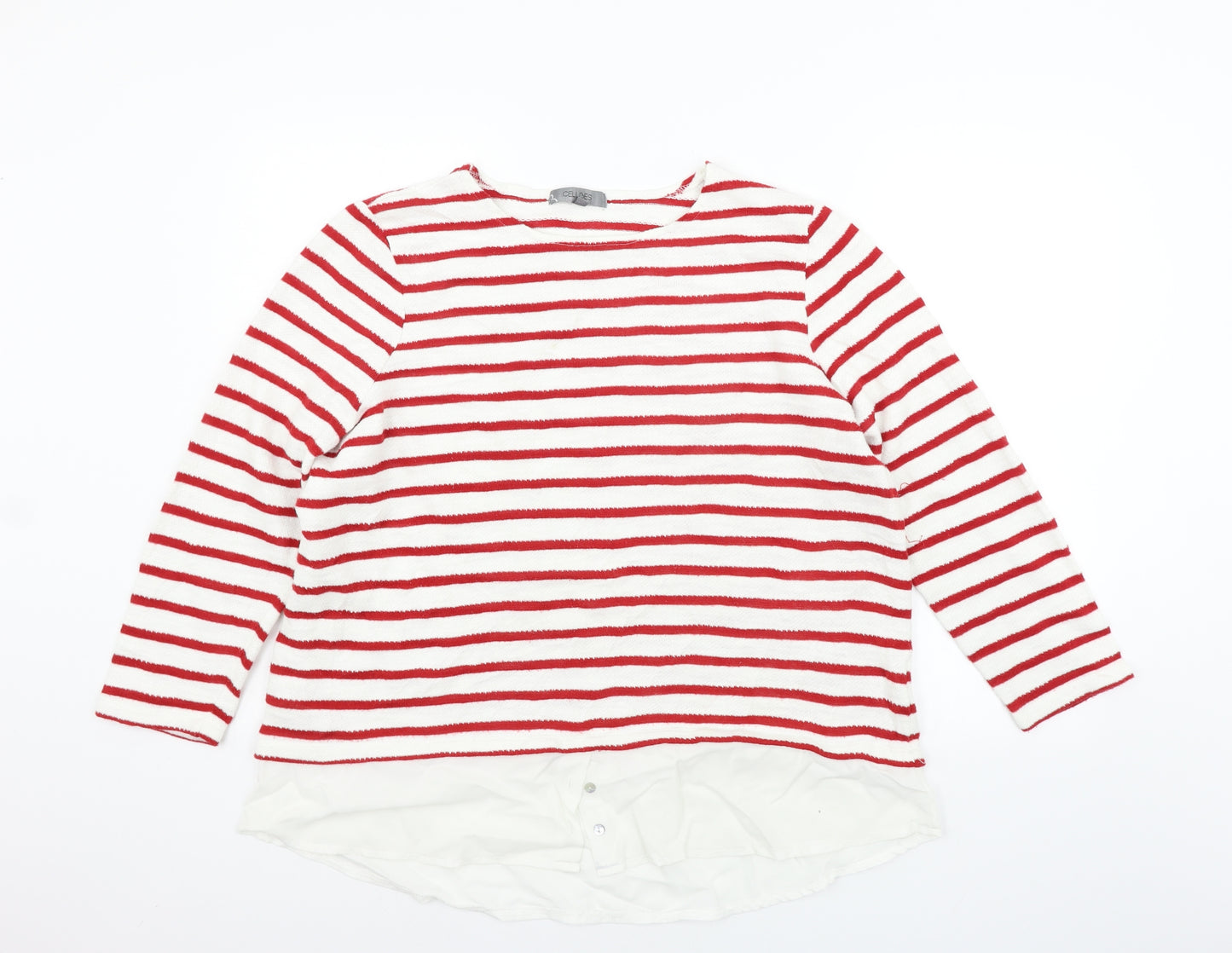 CELLBES Womens Red Striped  Pullover Jumper Size 18