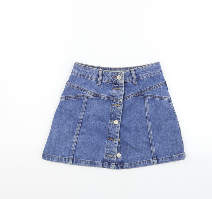 Topshop Womens Blue   A-Line Skirt Size 6