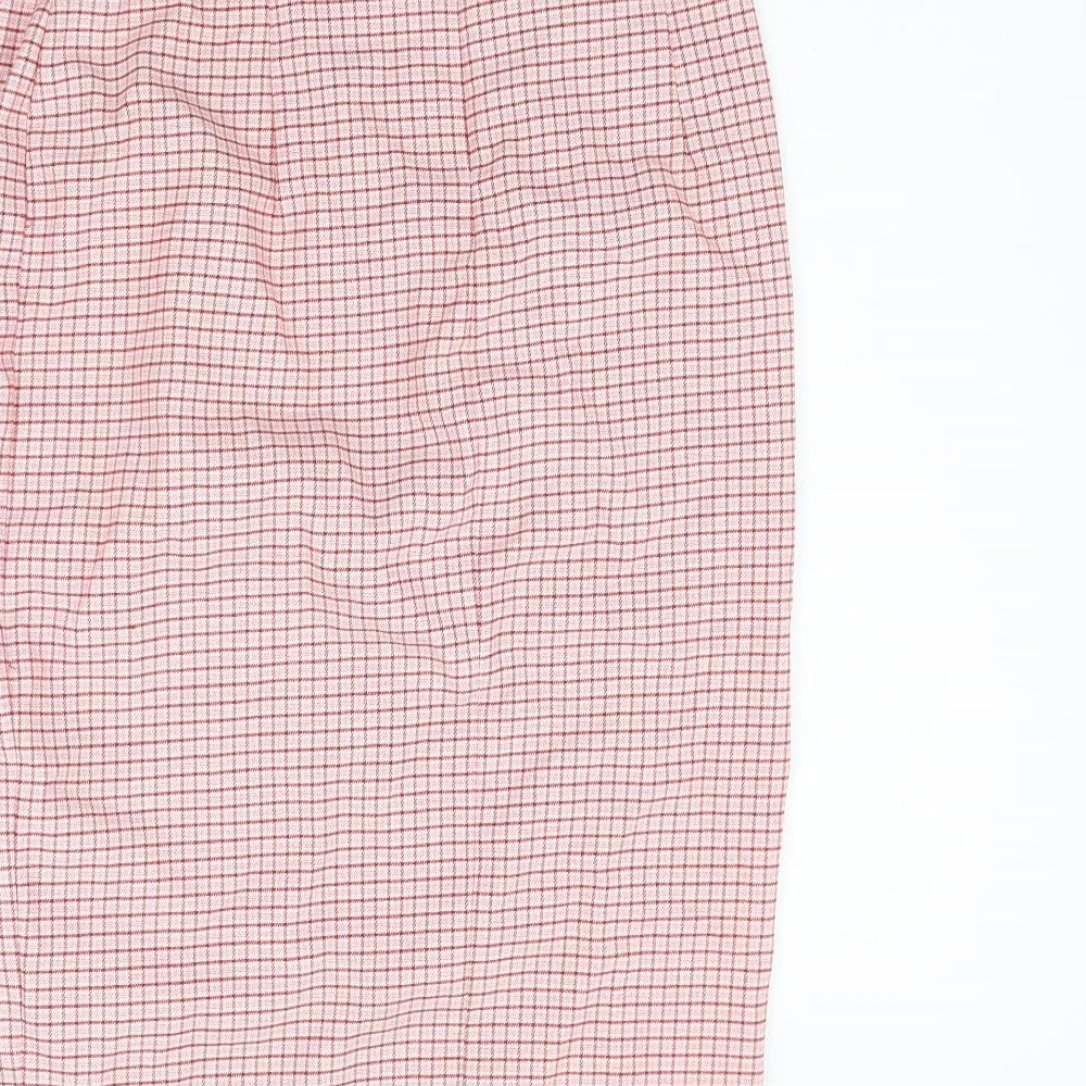 Marks and Spencer Womens Pink Check  A-Line Skirt Size 14