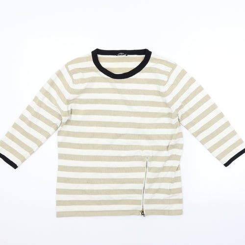 CASAMIA Womens Beige Striped  Pullover Jumper Size M