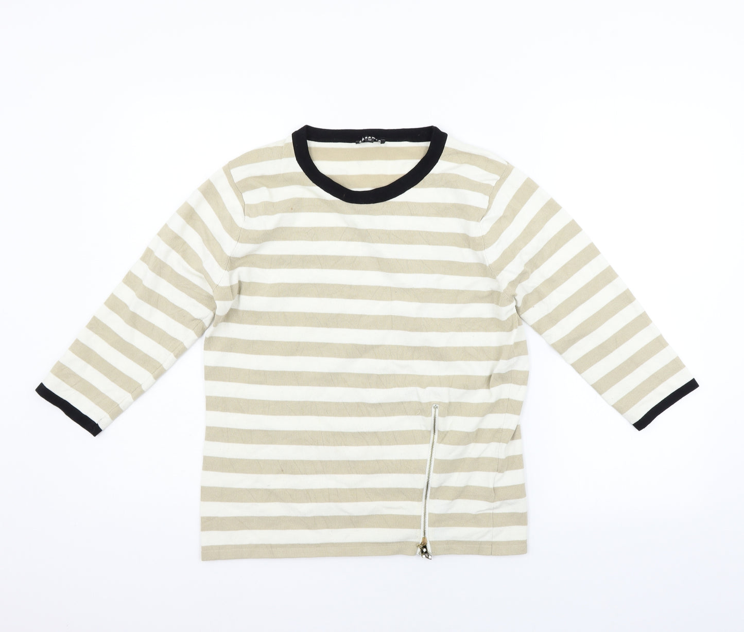 CASAMIA Womens Beige Striped  Pullover Jumper Size M