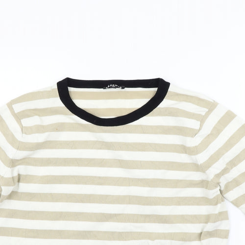 CASAMIA Womens Beige Striped  Pullover Jumper Size M