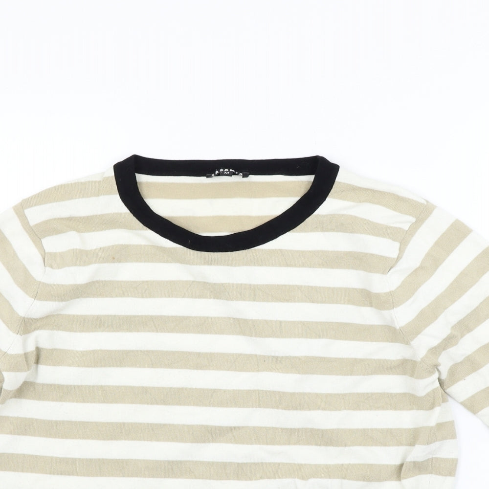 CASAMIA Womens Beige Striped  Pullover Jumper Size M