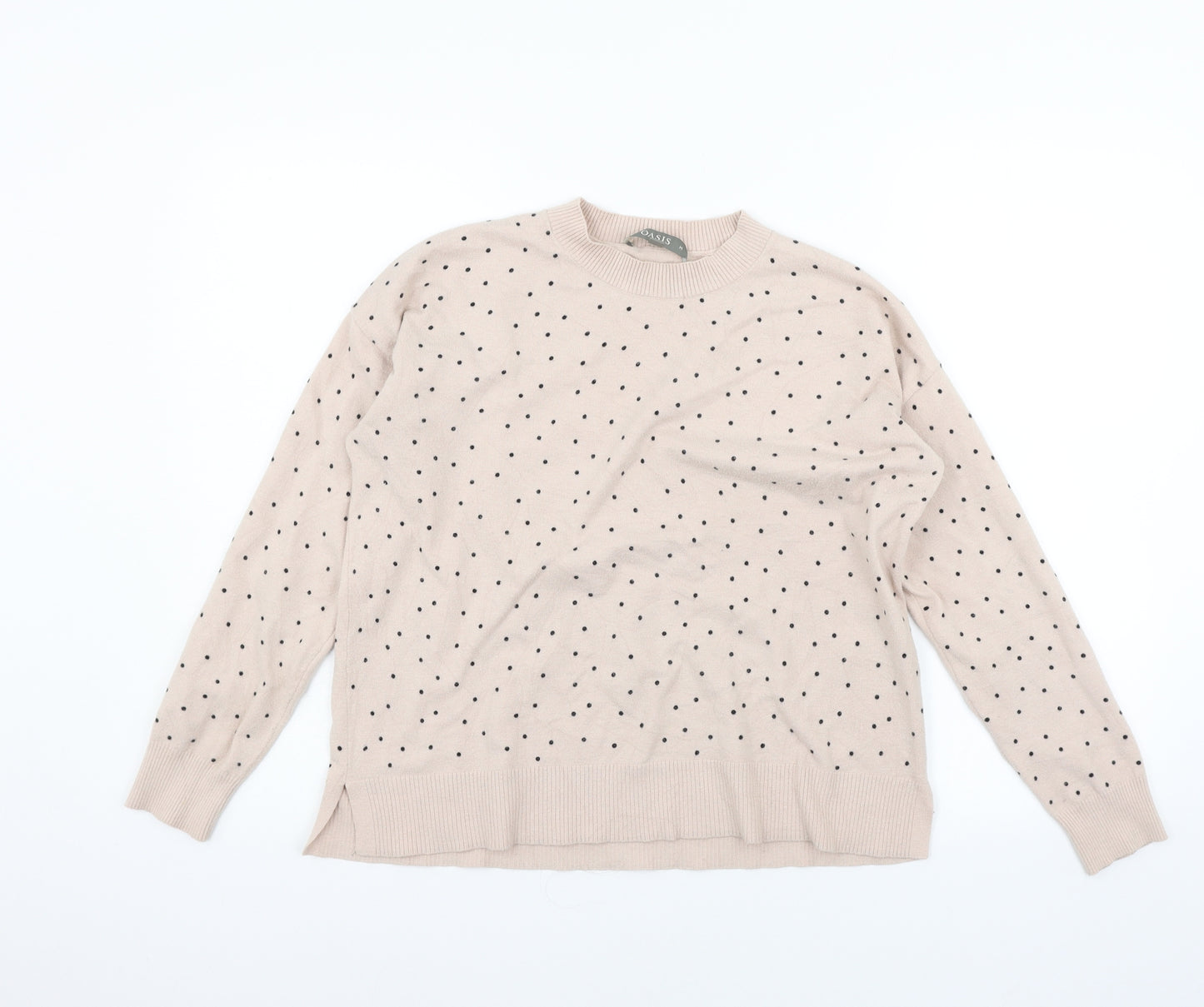 Oasis Womens Beige Polka Dot  Pullover Jumper Size M