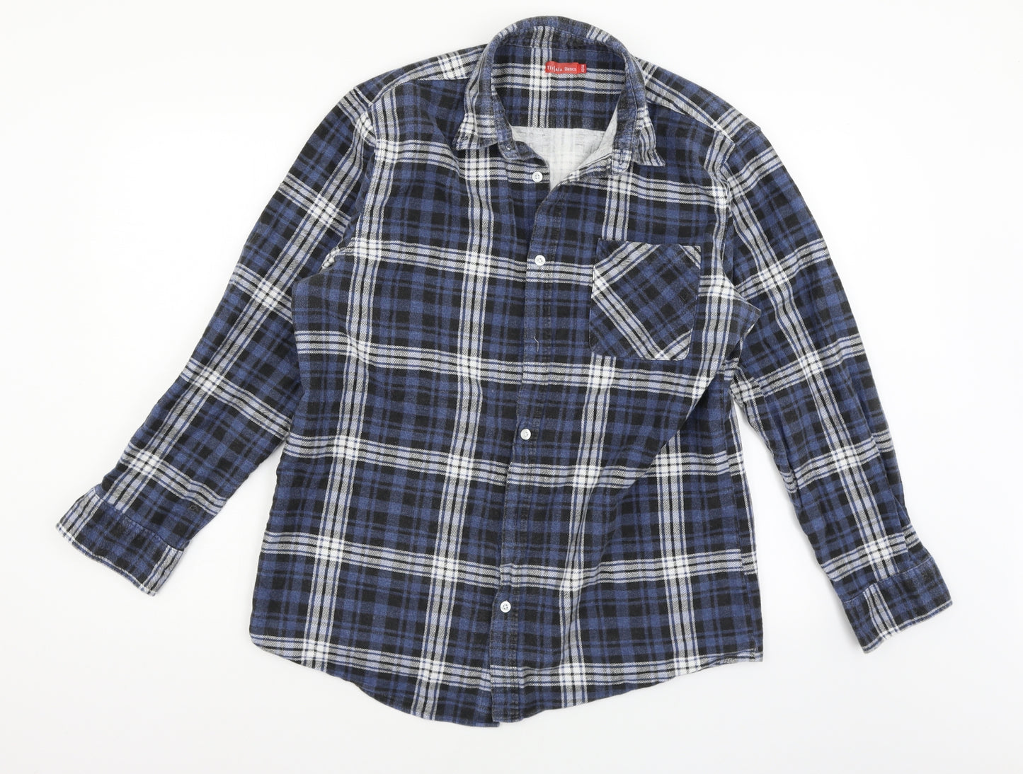 TISSAIA Womens Blue Check  Basic Button-Up Size S  - 44in