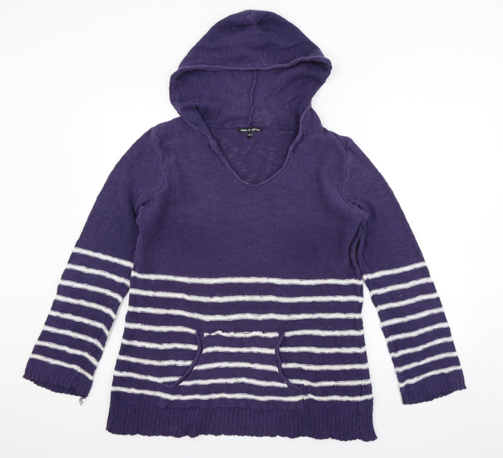 Cable & Gauge Womens Blue Striped Pullover Jumper Size L