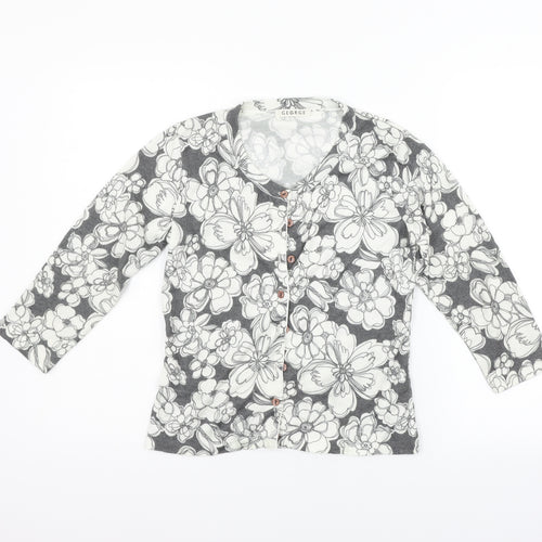 George Womens White Floral  Cardigan Jumper Size 8