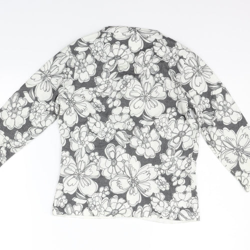 George Womens White Floral  Cardigan Jumper Size 8