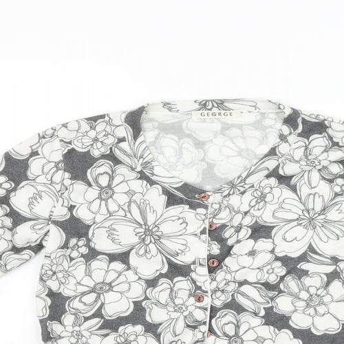 George Womens White Floral  Cardigan Jumper Size 8