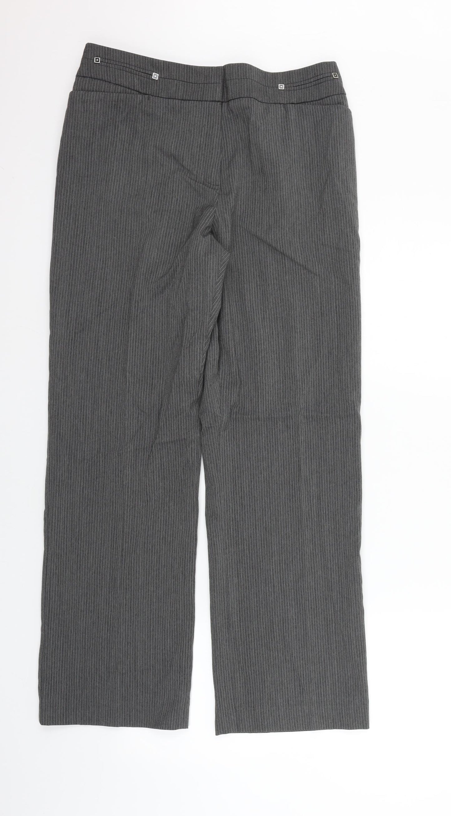 Marks and Spencer Womens Grey Striped  Trousers  Size 14 L29 in