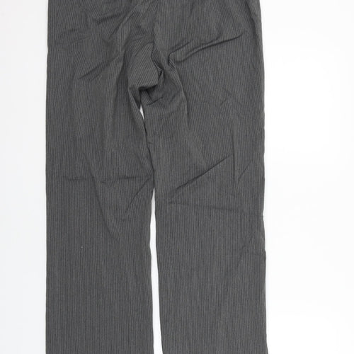 Marks and Spencer Womens Grey Striped  Trousers  Size 14 L29 in