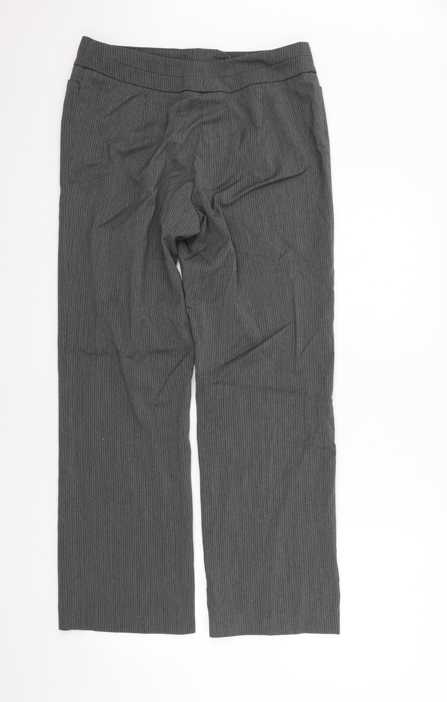 Marks and Spencer Womens Grey Striped  Trousers  Size 14 L29 in