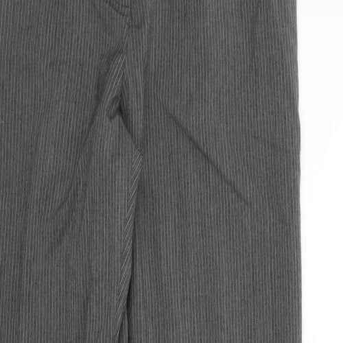Marks and Spencer Womens Grey Striped  Trousers  Size 14 L29 in