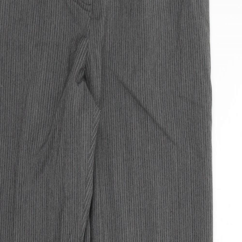 Marks and Spencer Womens Grey Striped  Trousers  Size 14 L29 in