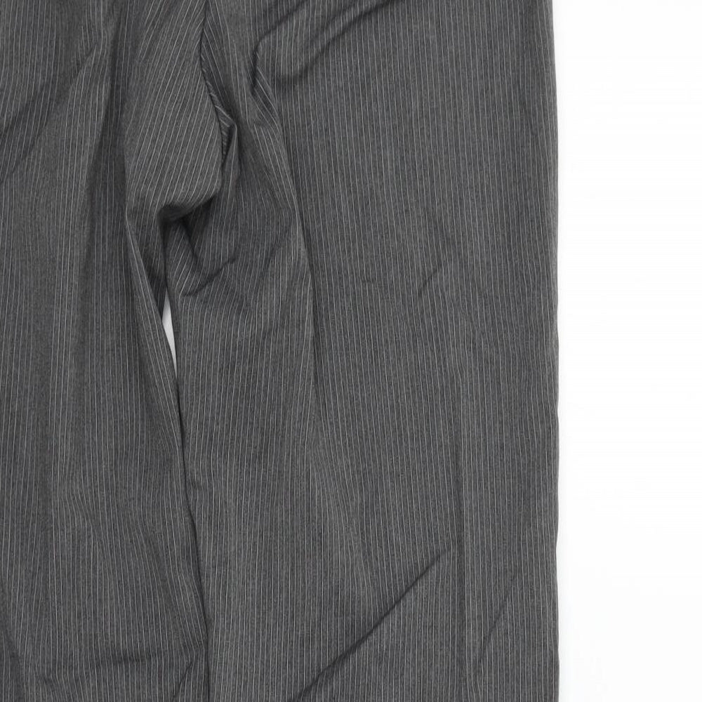Marks and Spencer Womens Grey Striped  Trousers  Size 14 L29 in