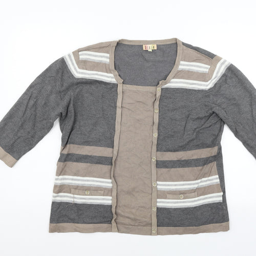 DIXIE Womens Grey Geometric  Henley Jumper Size XL