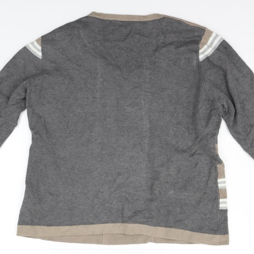 DIXIE Womens Grey Geometric  Henley Jumper Size XL