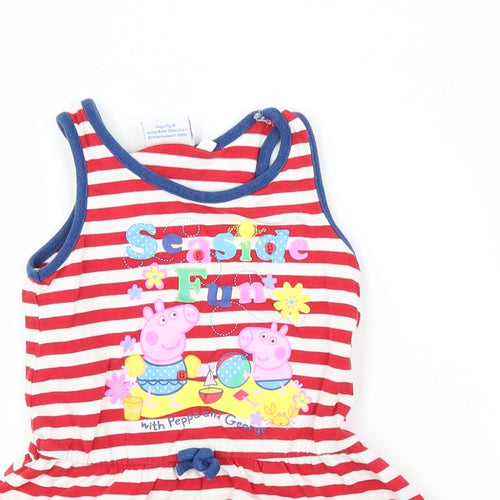 Peppa Pig Girls Red Striped  A-Line  Size 3-4 Years