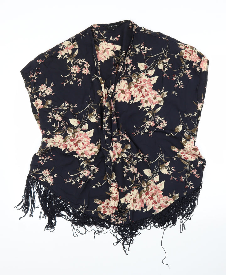 New Look Womens Blue Floral  Kimono Blouse Size 10