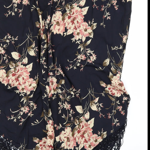 New Look Womens Blue Floral  Kimono Blouse Size 10