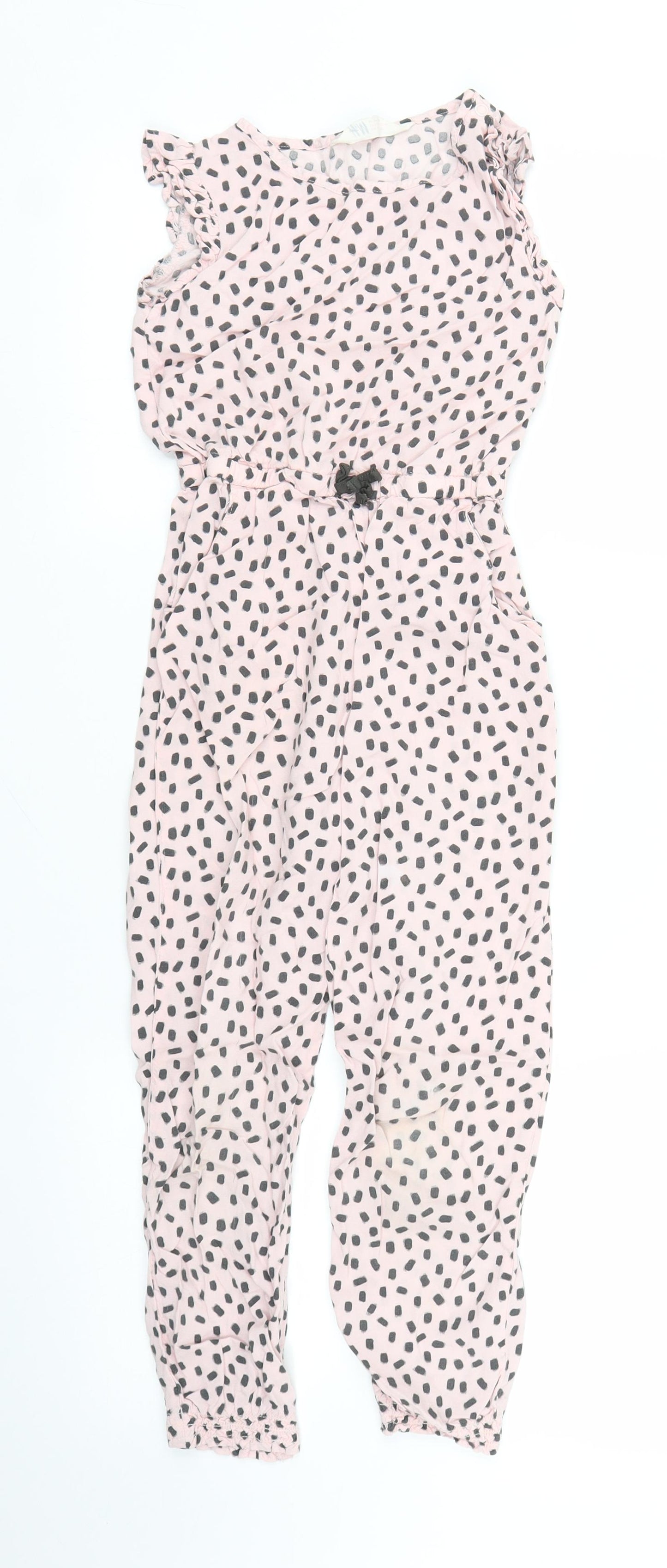 H&M Girls Pink Polka Dot  Jumpsuit One-Piece Size 7 Years