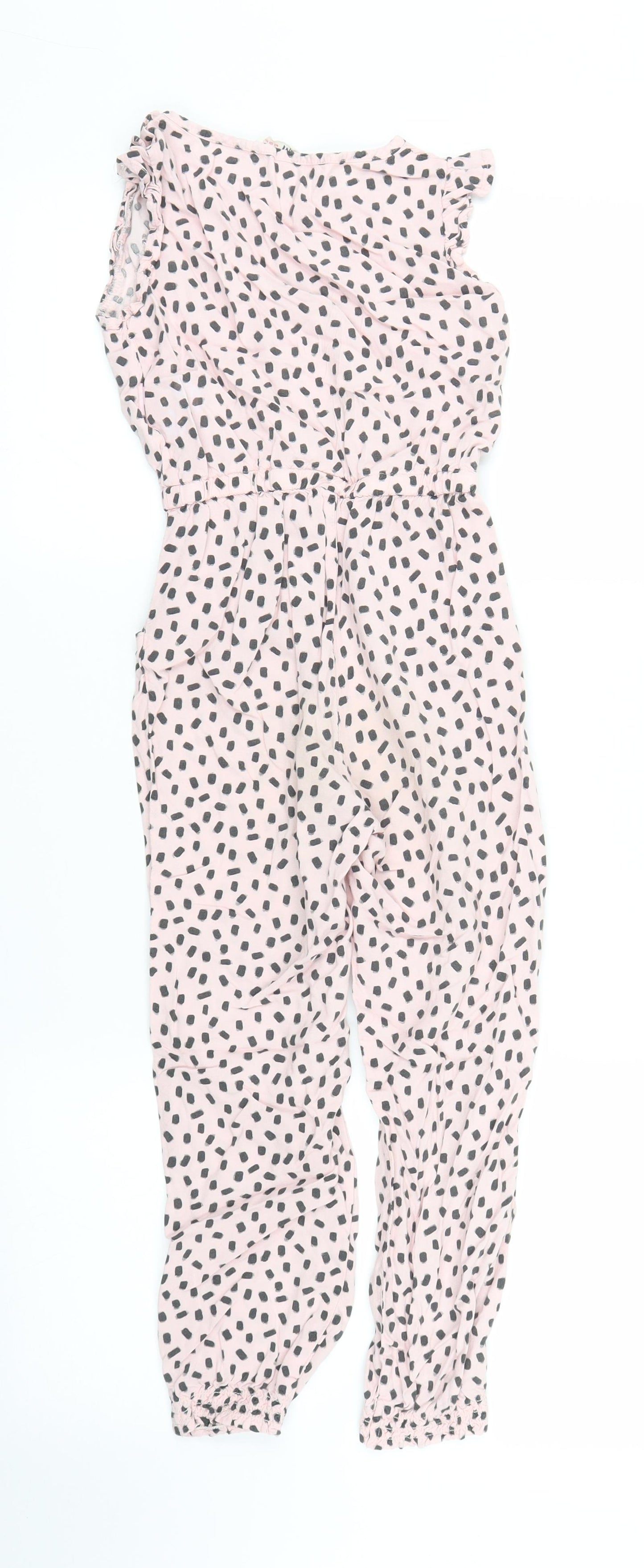 H&M Girls Pink Polka Dot  Jumpsuit One-Piece Size 7 Years
