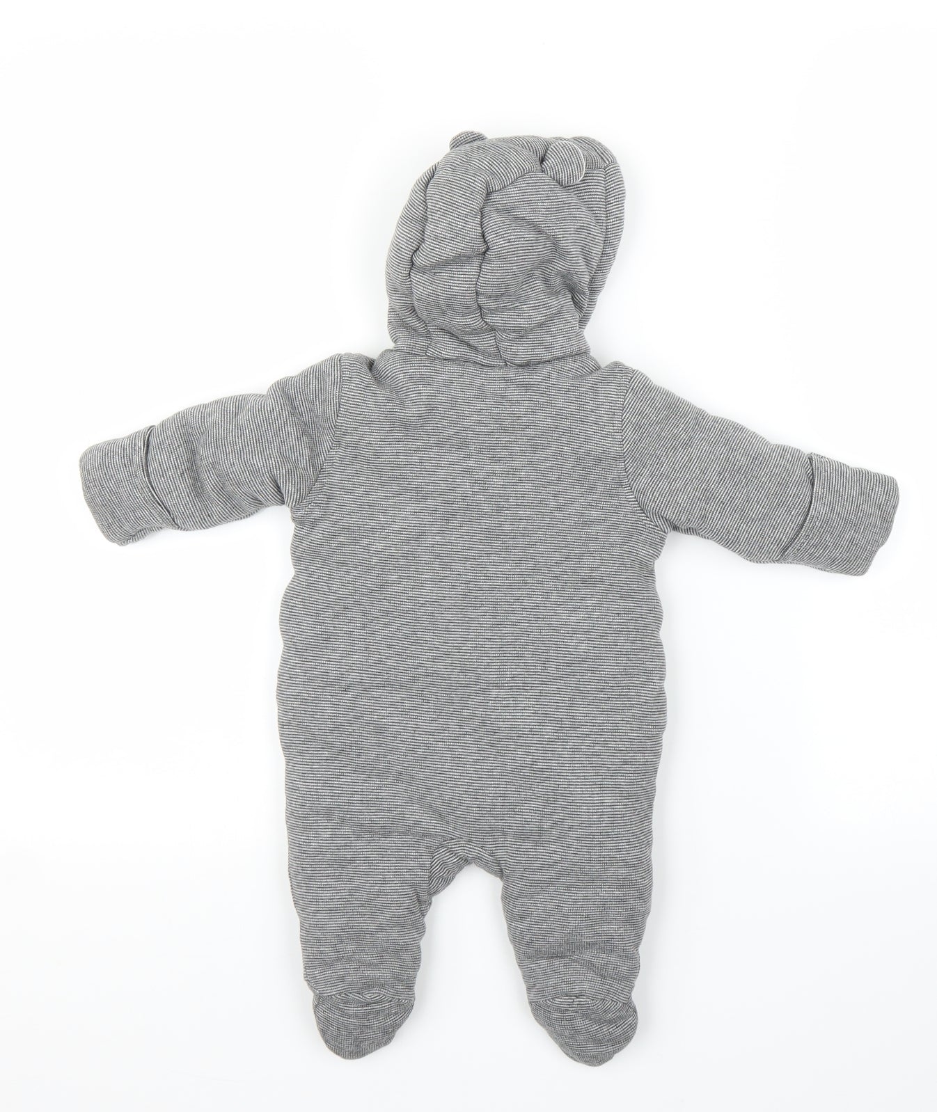 George Baby Grey Striped  Puffer Jacket Snowsuit Size 0-3 Months  - Disney