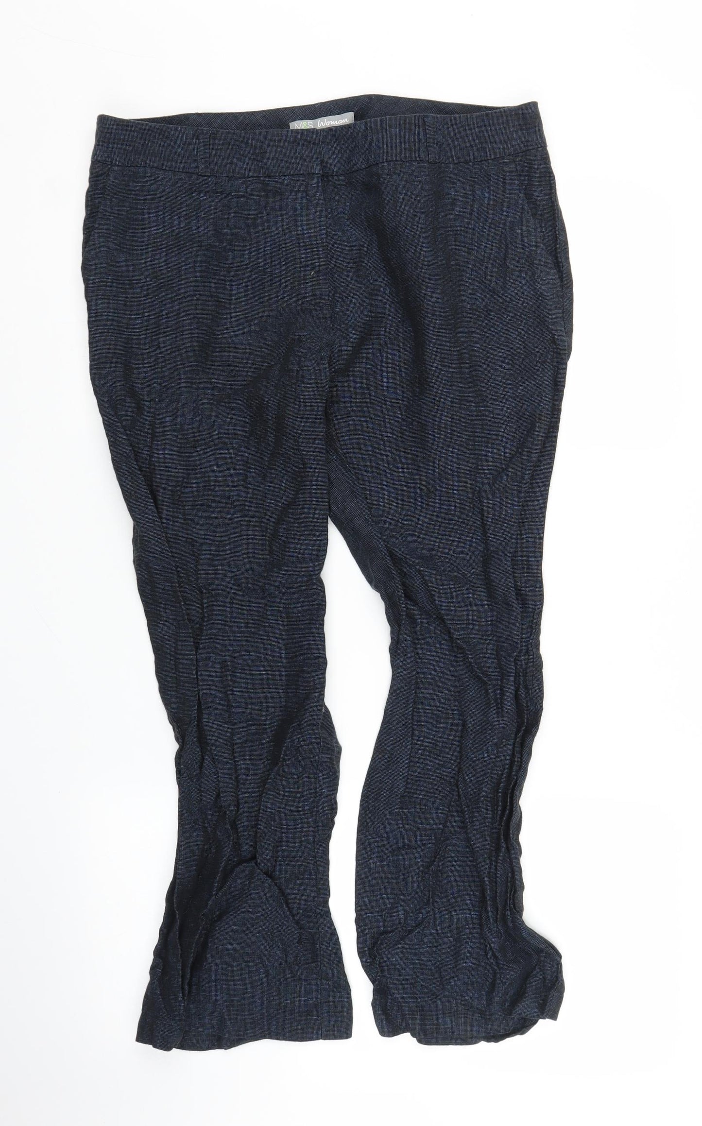 M&S Womens Blue   Capri Trousers Size 12 L25 in