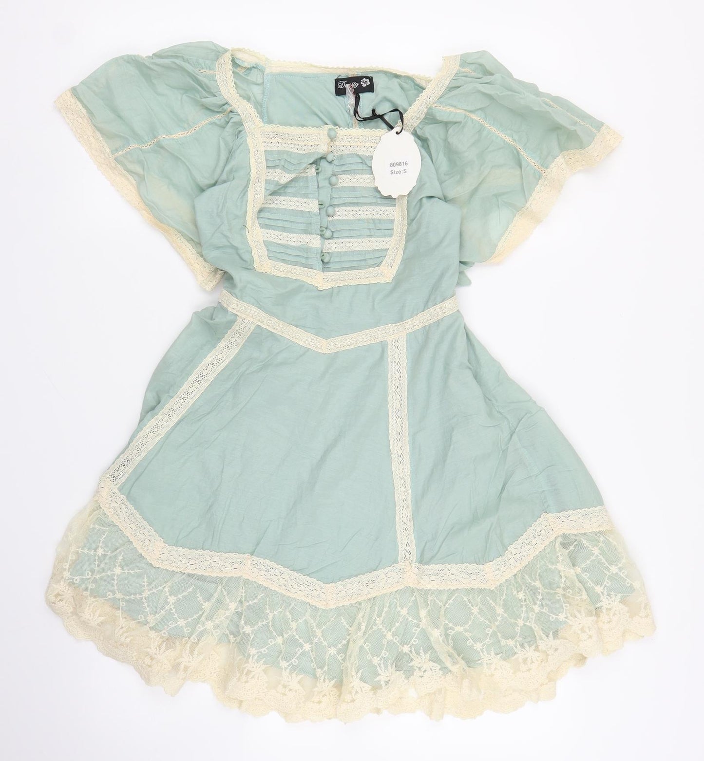 Dainty Womens Green  Lace A-Line  Size S