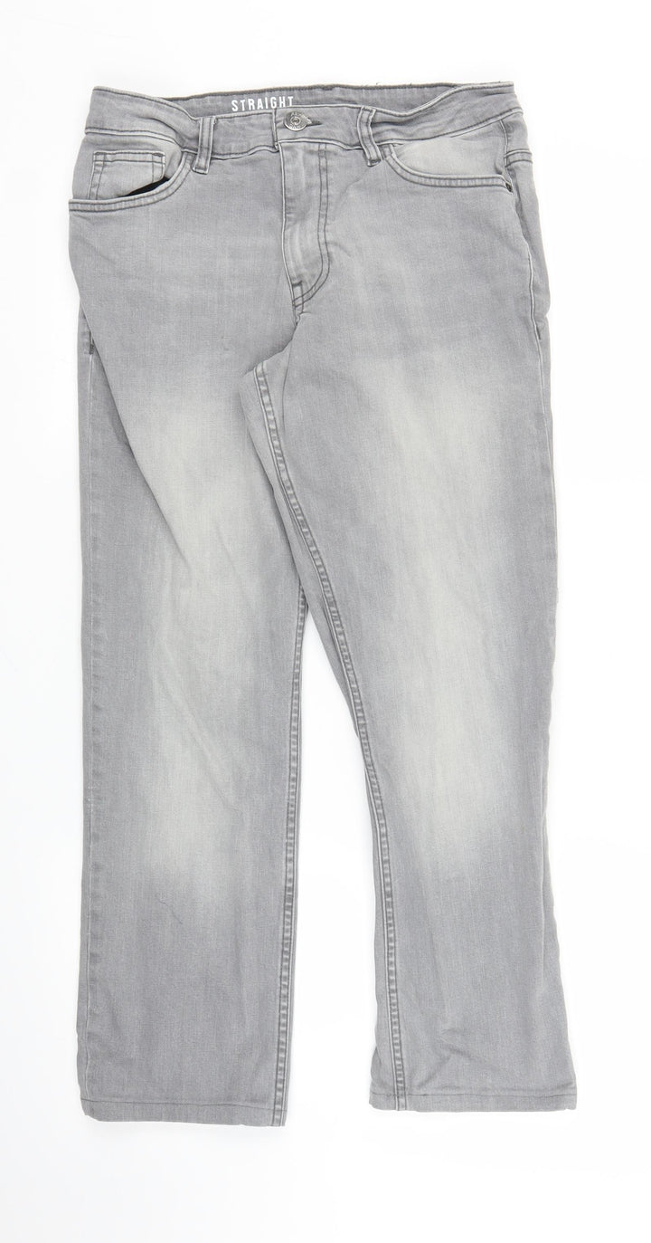 Preworn Mens Grey  Denim Straight Jeans Size 26 in L25 in