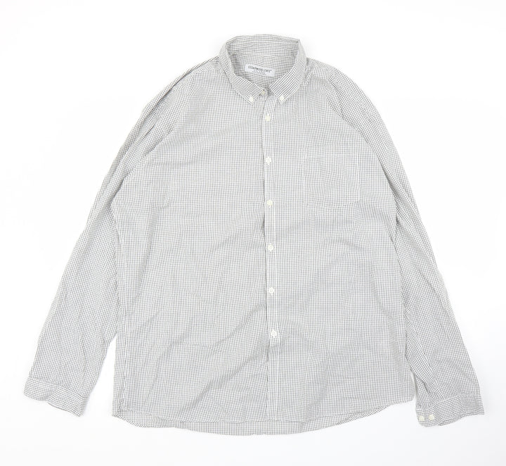 Primark Mens Grey Check Button-Up Size 2XL