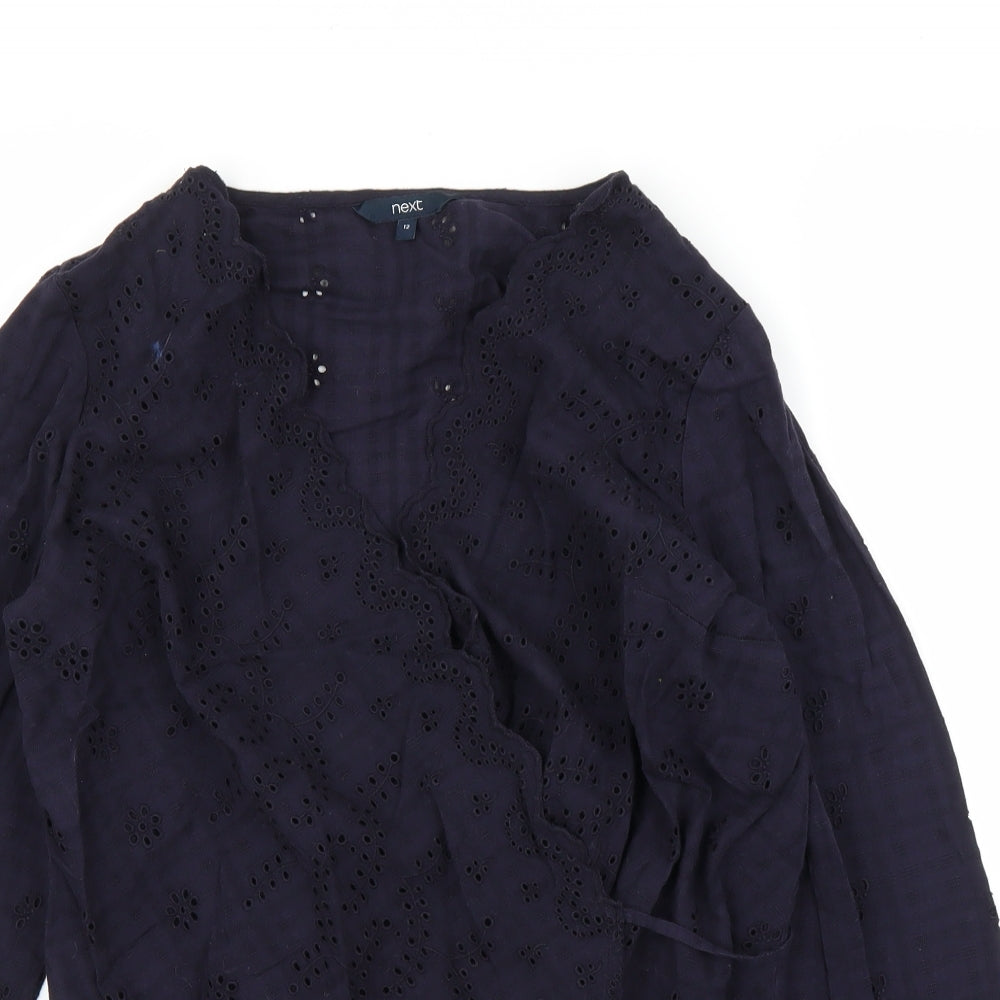 NEXT Womens Blue Floral  Wrap Blouse Size 12