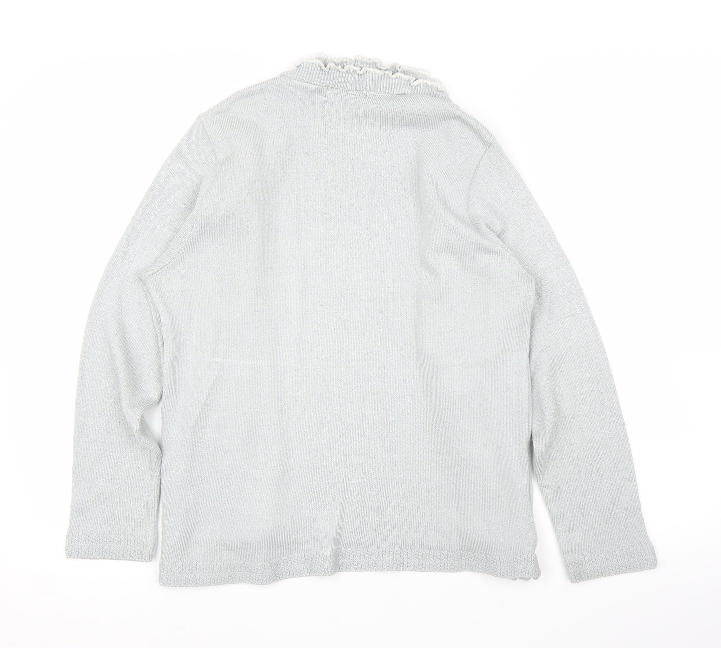 Elegant Body Womens Grey Striped  Cardigan Jumper Size M