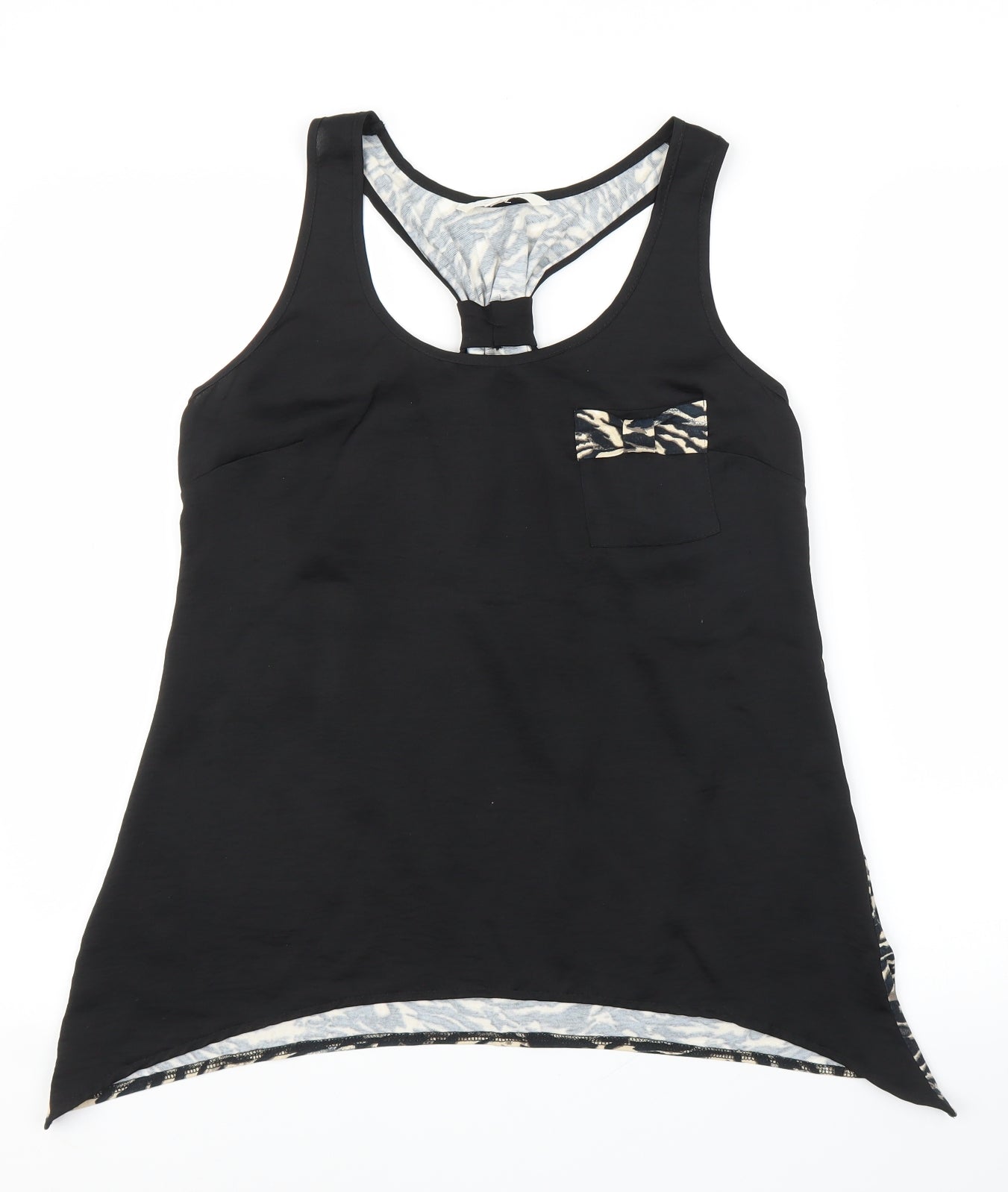 Diamond Womens Black Animal Print  Basic Blouse Size 12  - Leopard print